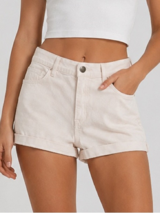 Forever 21 Pants - Forever 21 White Denim Cuffed Shorts